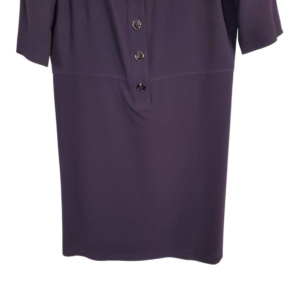 Burberry Size UK 42 US 12 Dress Crepe Wool Sheath Rolled Collar Italy Purple - Picture 8 of 16